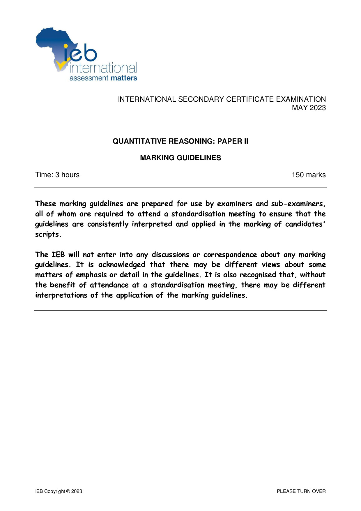 Preview of ISC Quantitative Reasoning P2 Memo May 2023 Gr12