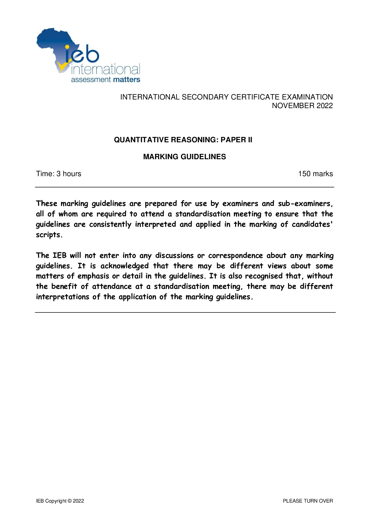 Preview of ISC Quantitative Reasoning P2 Memo 2022 Gr12