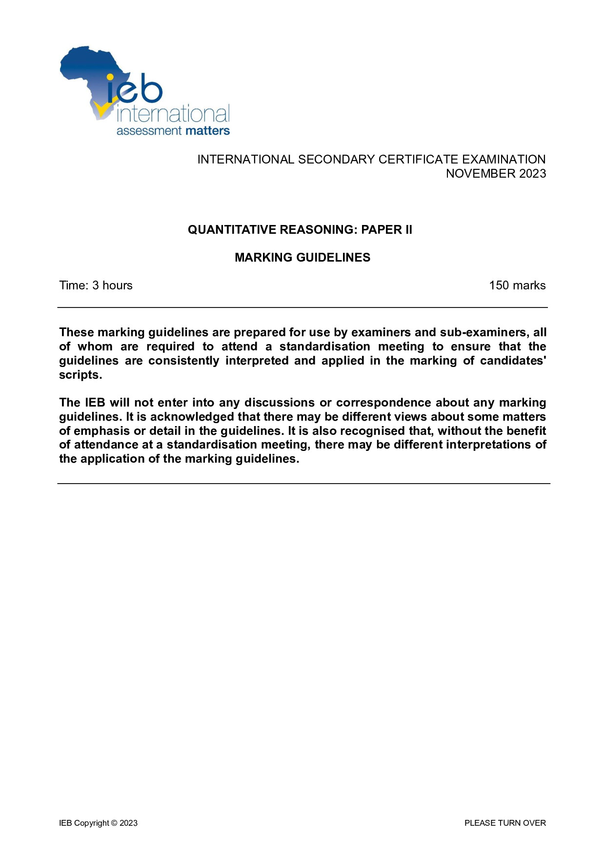 Preview of ISC Quantitative Reasoning P2 Memo 2023 Gr12