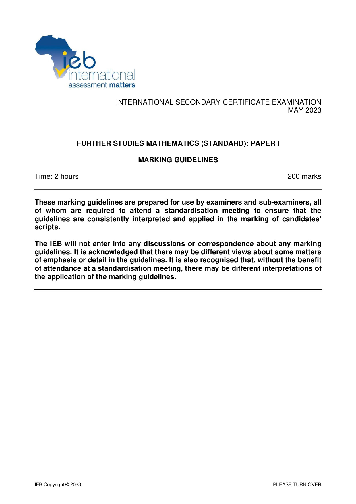 Preview of ISC Further Studies Mathematics Mod 1 Memo May 2023 Gr12