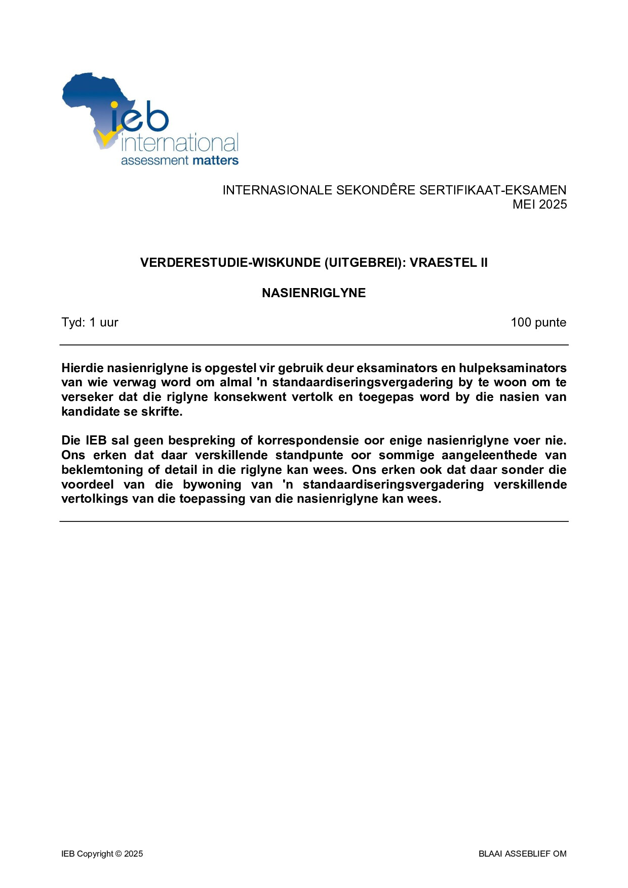 Preview of ISC Further Studies Maths P2 Memo May 2025 Afr Combined Gr12