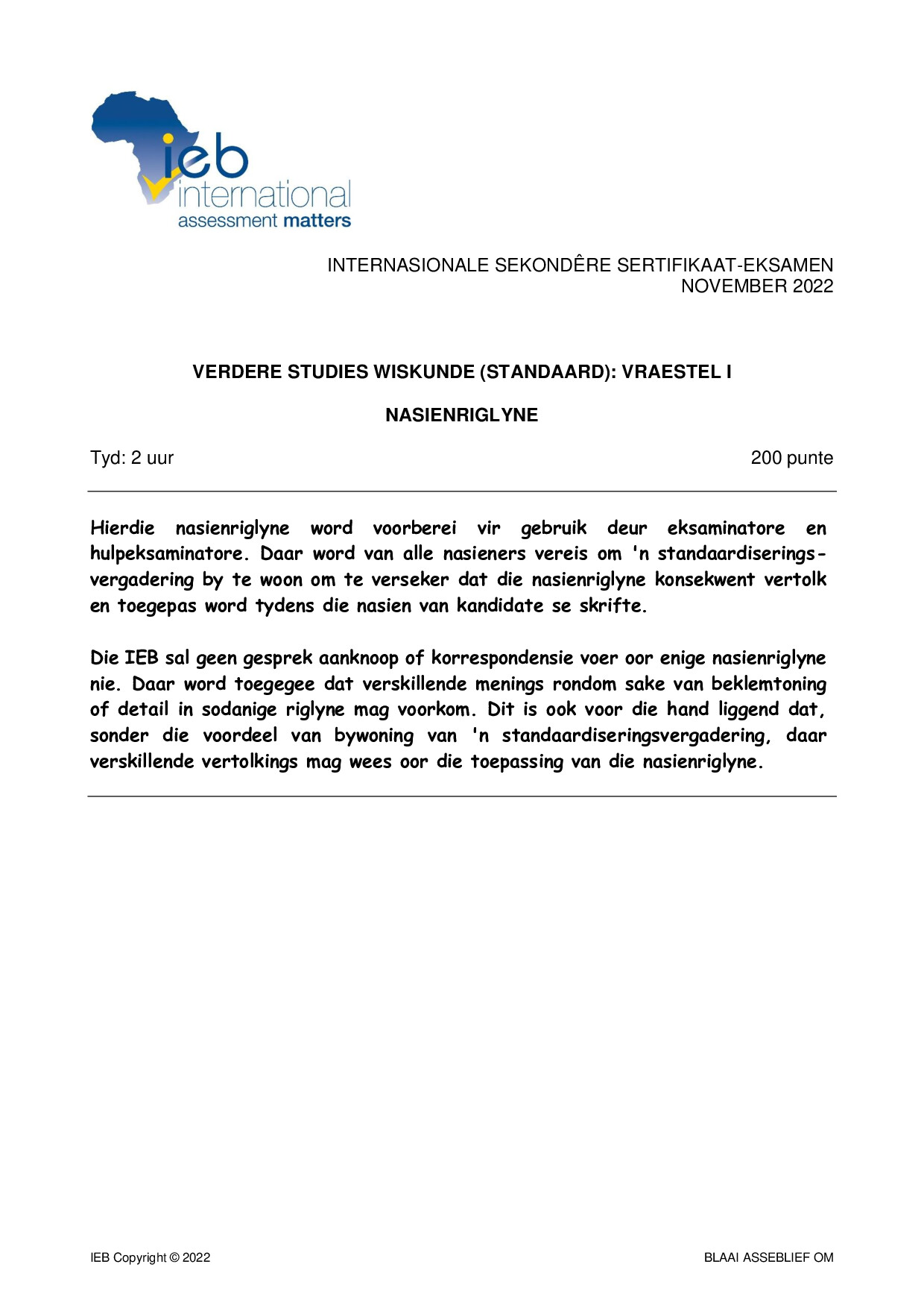 Preview of ISC Further Studies Maths P1 Memo 2022 Afr Gr12