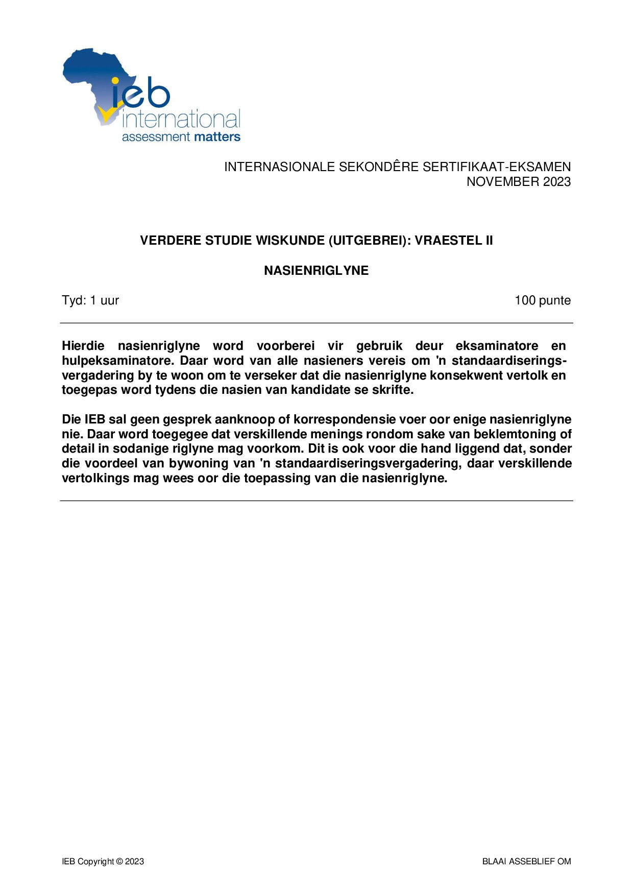 Preview of ISC Further Studies Maths P2 Memo 2023 Afr Gr12
