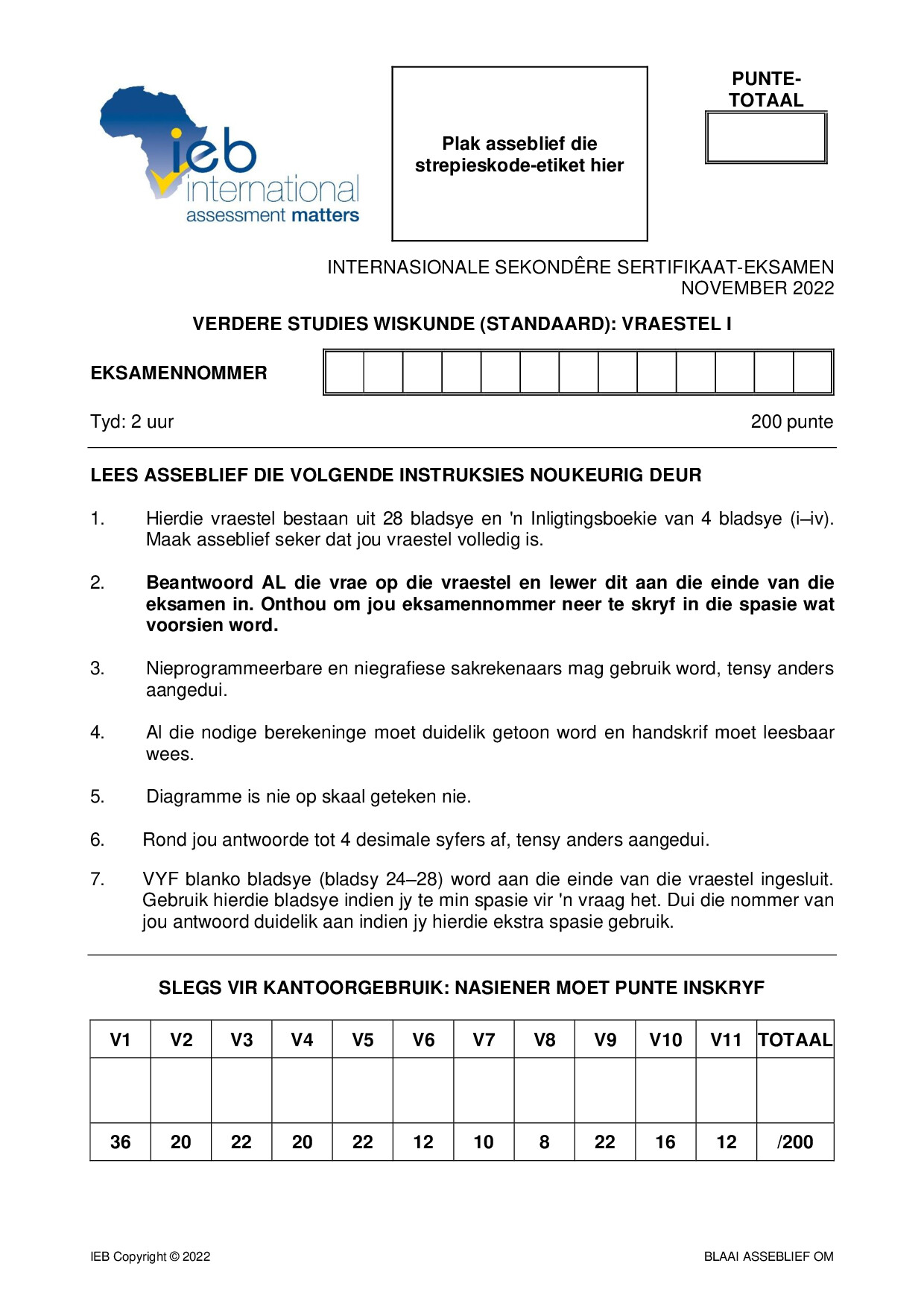 Preview of ISC Further Studies Maths P1 2022 Afr Gr12
