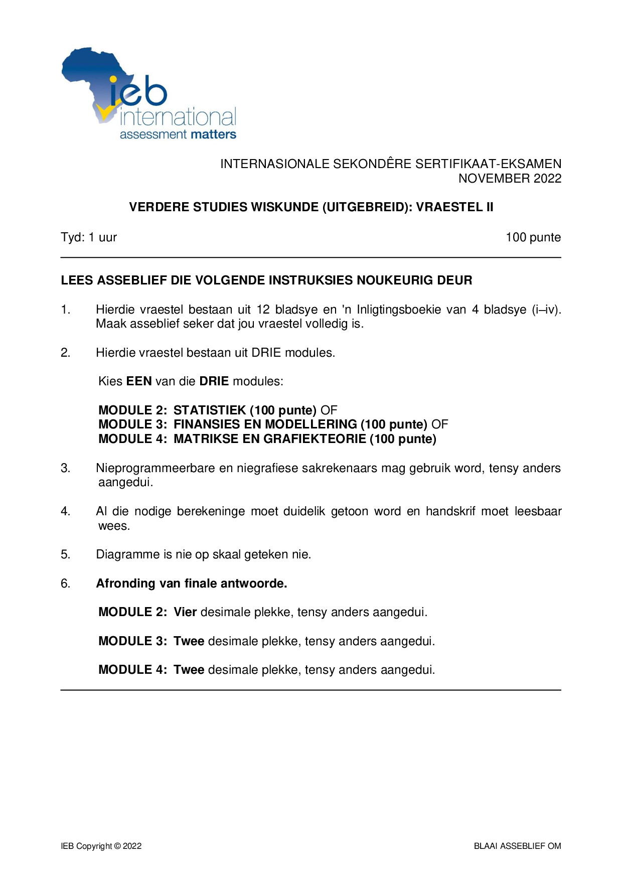 Preview of ISC Further Studies Maths P2 2022 combined NWO Afr Gr12