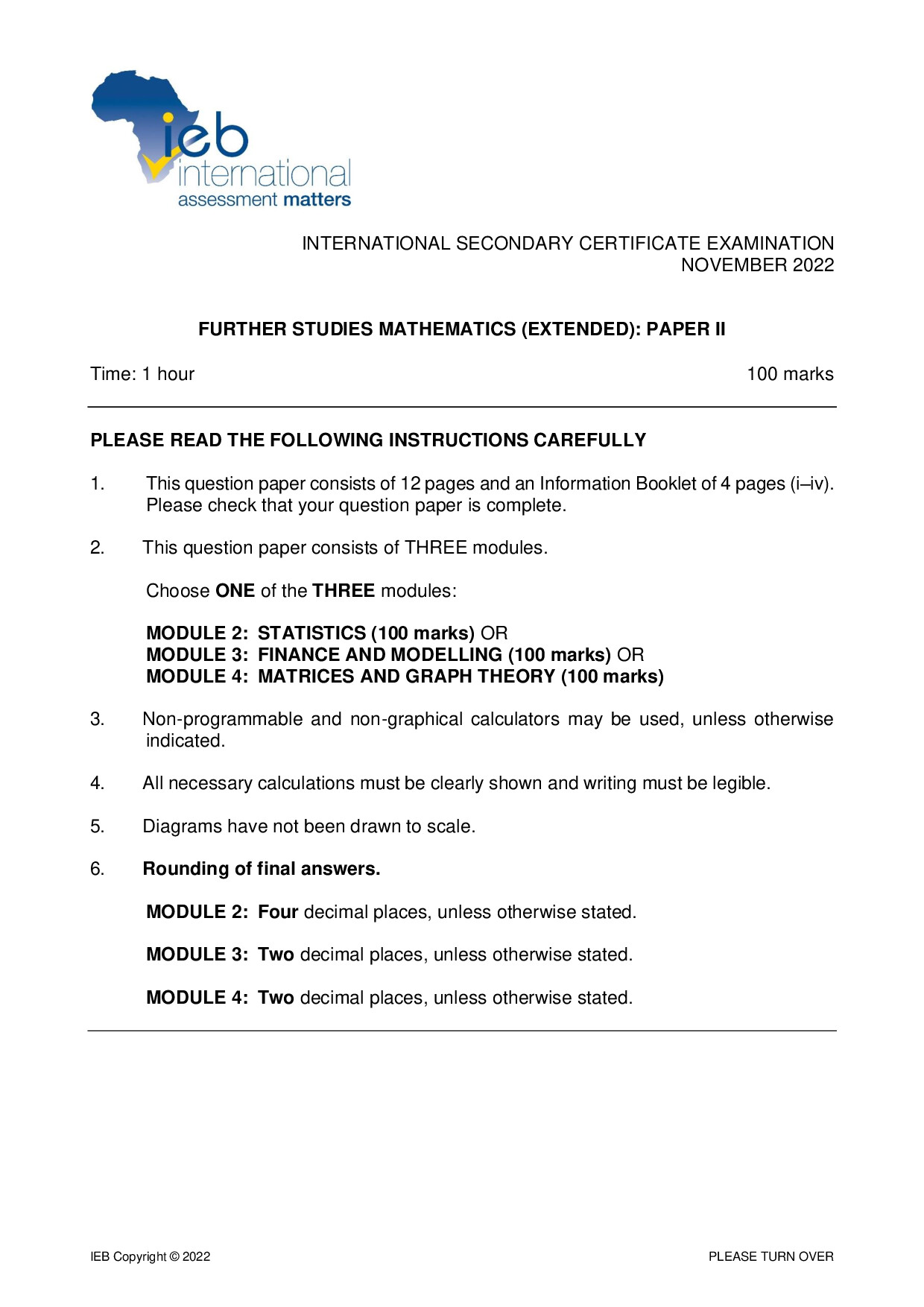 Preview of ISC Further Studies Maths P2 2022 combined NWO Gr12