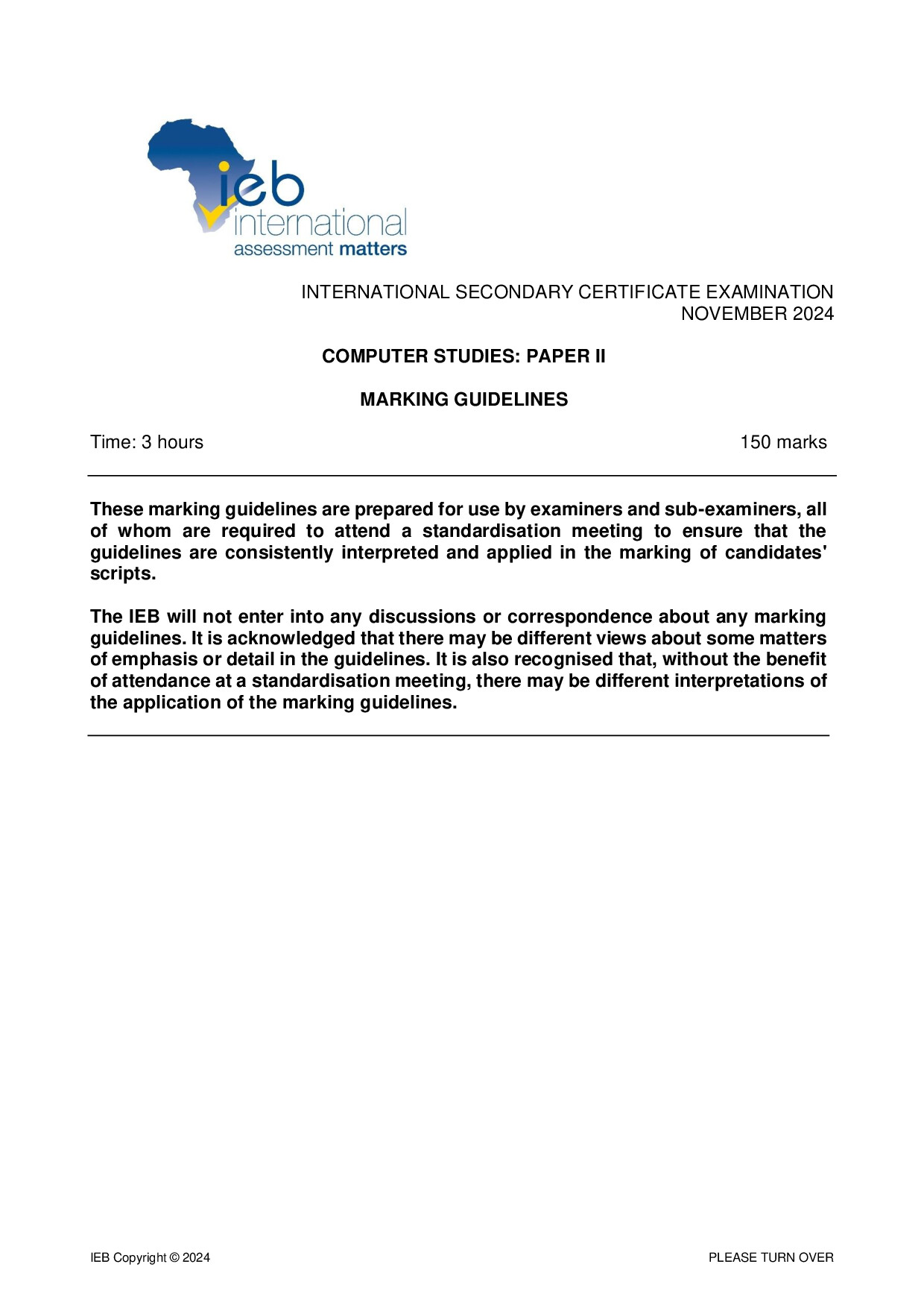 Preview of ISC Computer Studies P2 Memo 2024 Gr12