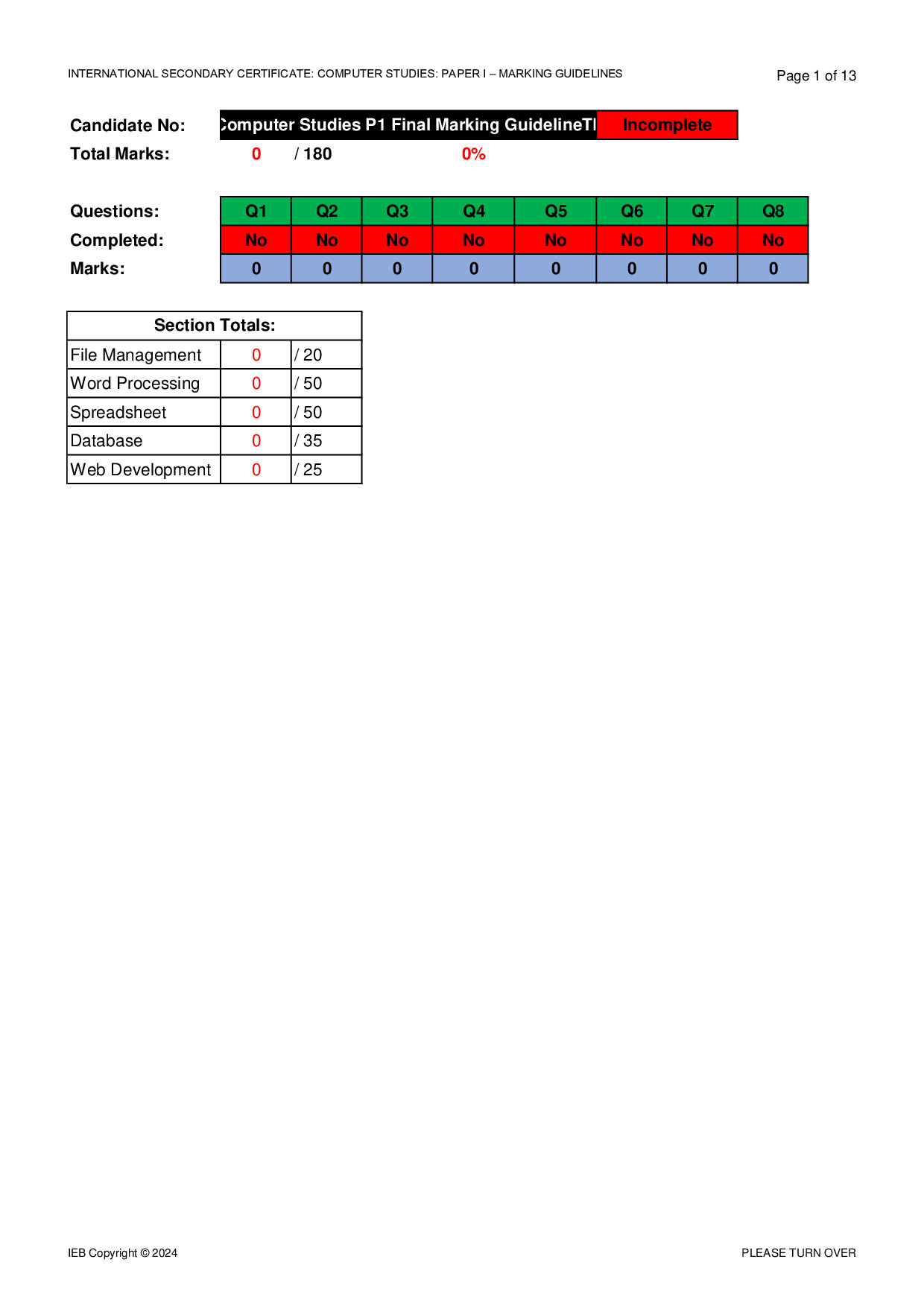 Preview of ISC Computer Studies P1 Memo 2024 Gr12
