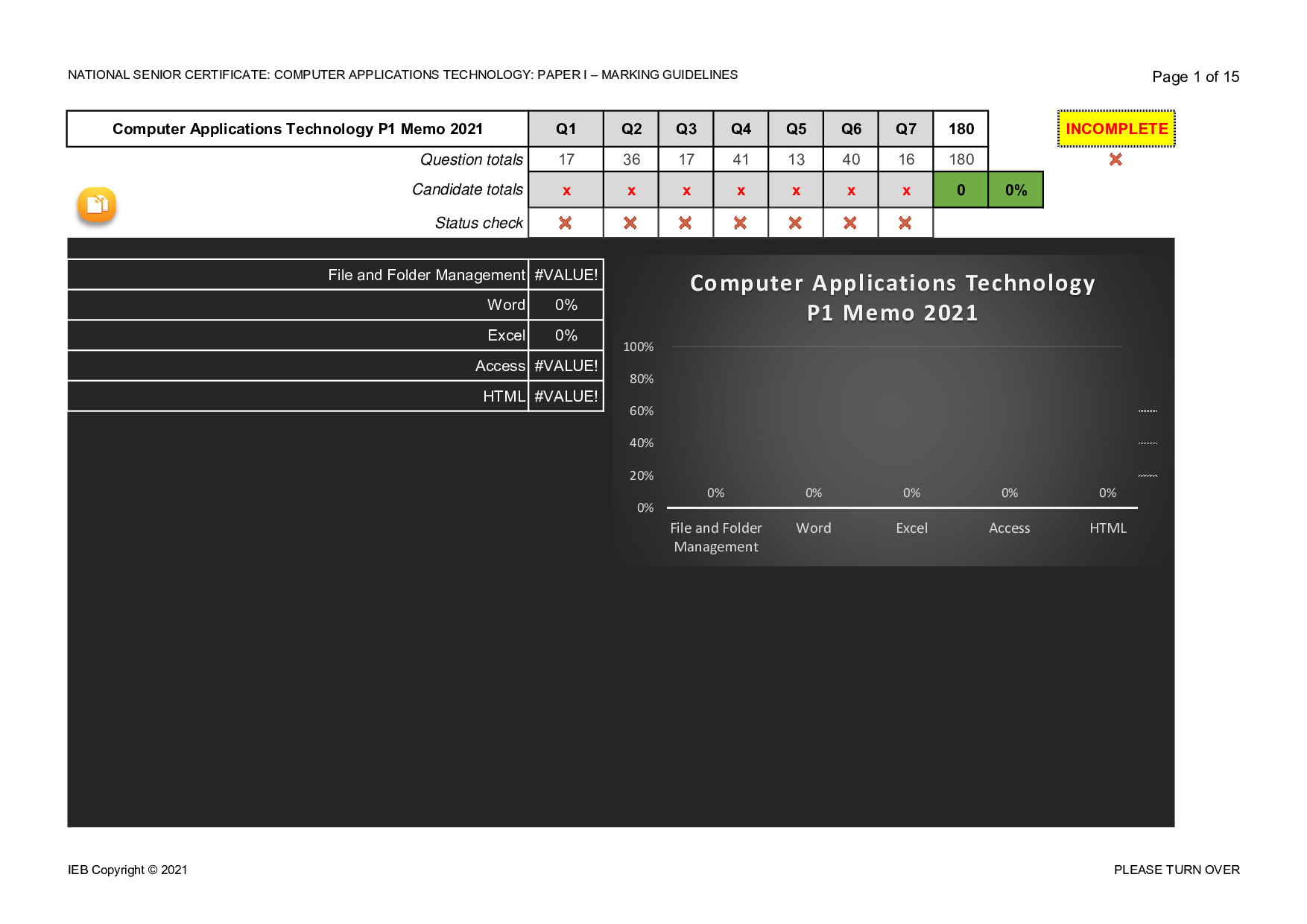 Preview of Computer Applications Technology P1 Memo 2021 Gr12