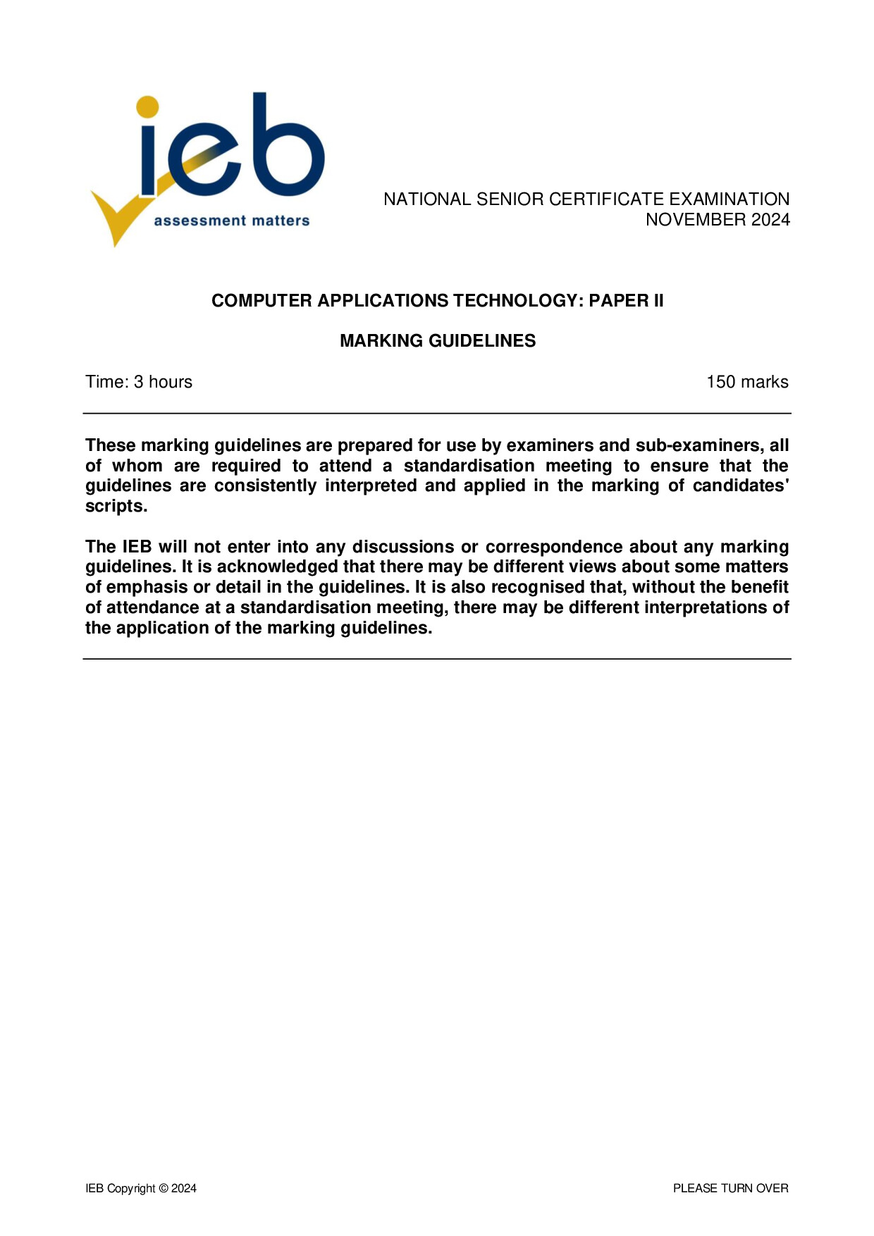 Preview of NSC Computer Applications Technology P2 Memo 2024 Gr12