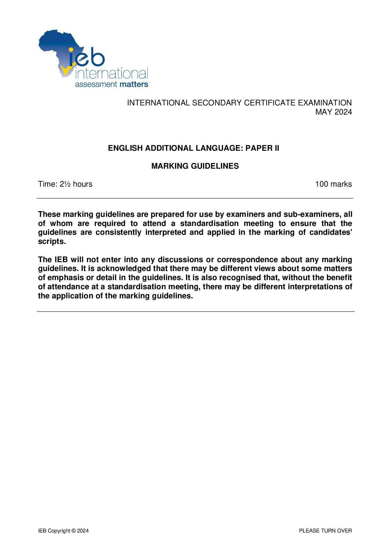 Preview of ISC English AL P2 Memo May 2024 Gr12