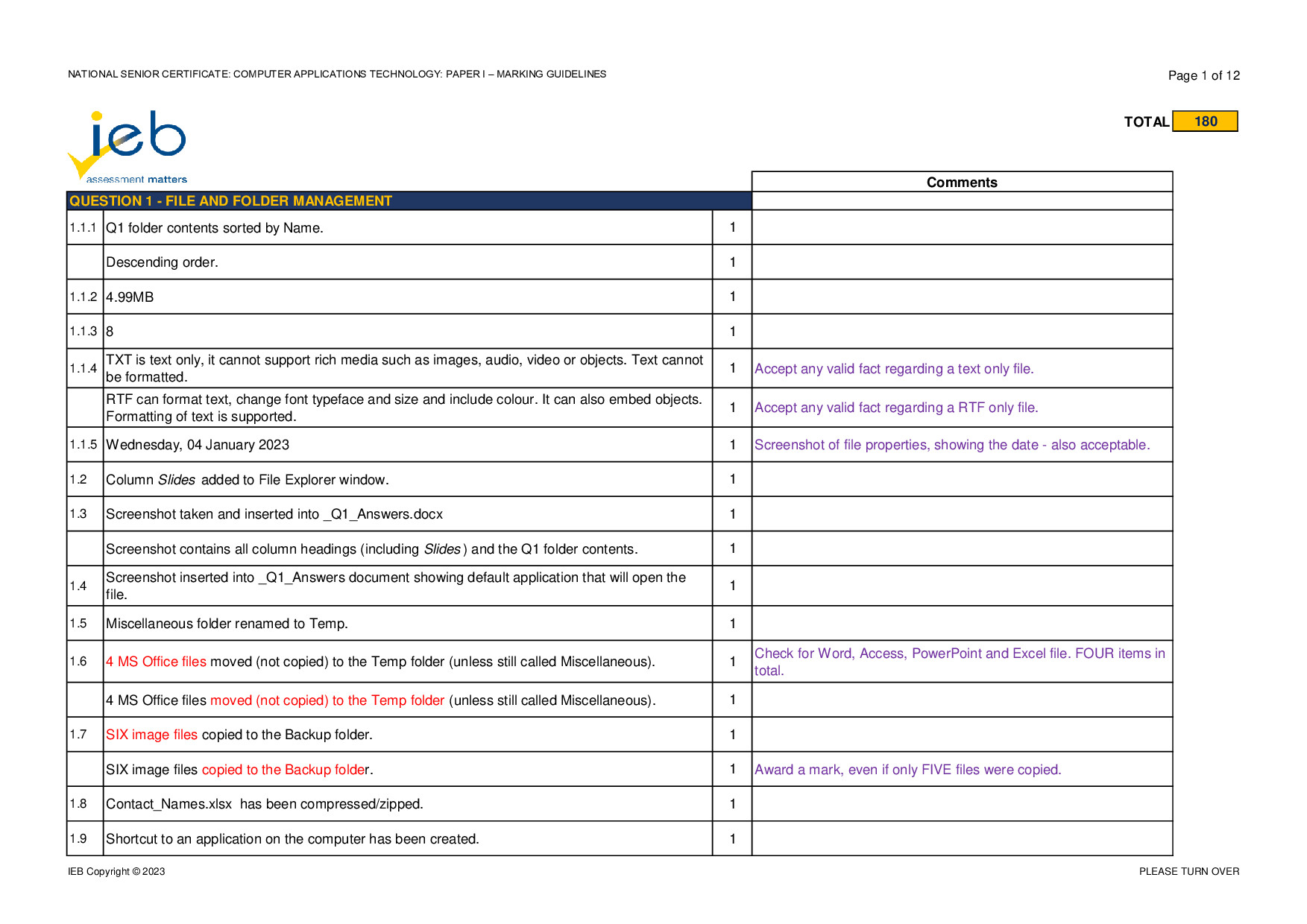 Preview of NSC Computer Applications Technology P1 Memo 2023 Gr12