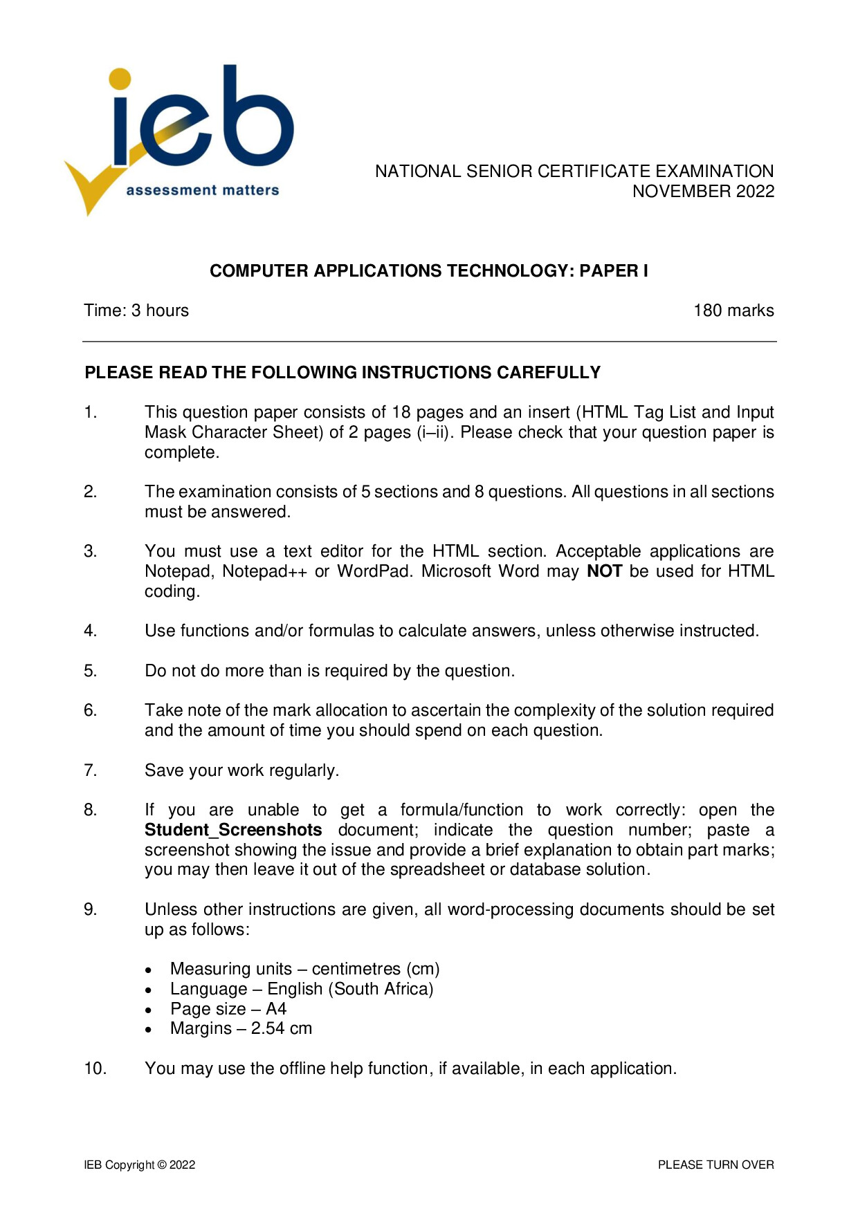 Preview of Computer Applications Technology P1 2022 Gr12