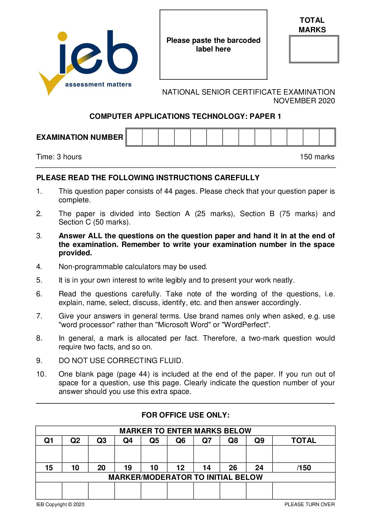 Preview of Computer Applications Technology P1 Gr12