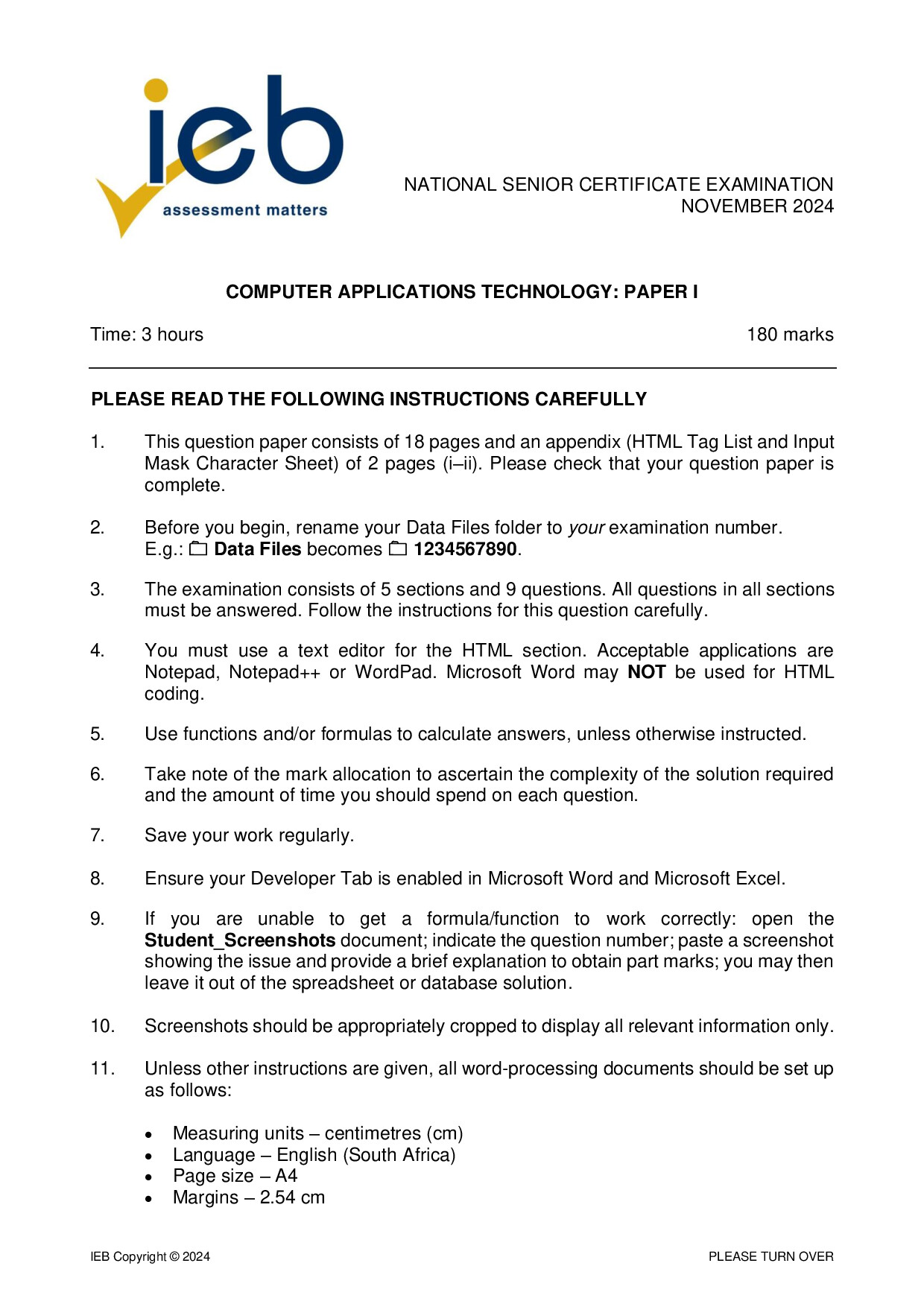 Preview of NSC Computer Applications Technology P1 2024 Gr12