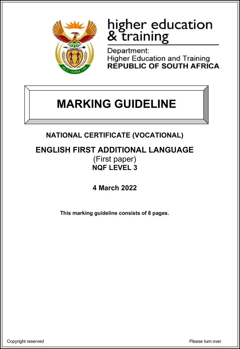 English First Additional Language L3 P1 Memo Feb 2022 Signed Off