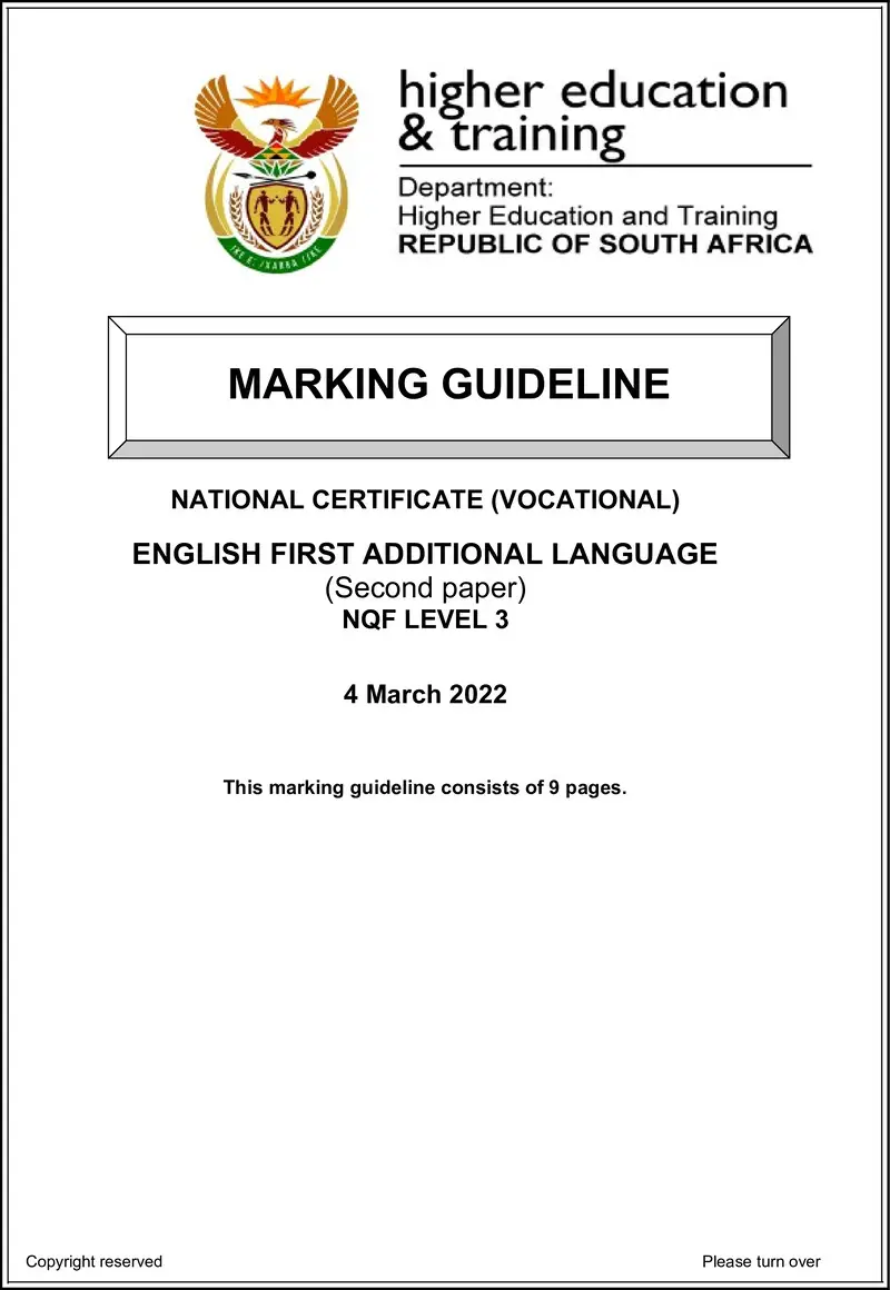 English First Additional Language L3 P2 Memo Supp Feb 2022 Signed Off