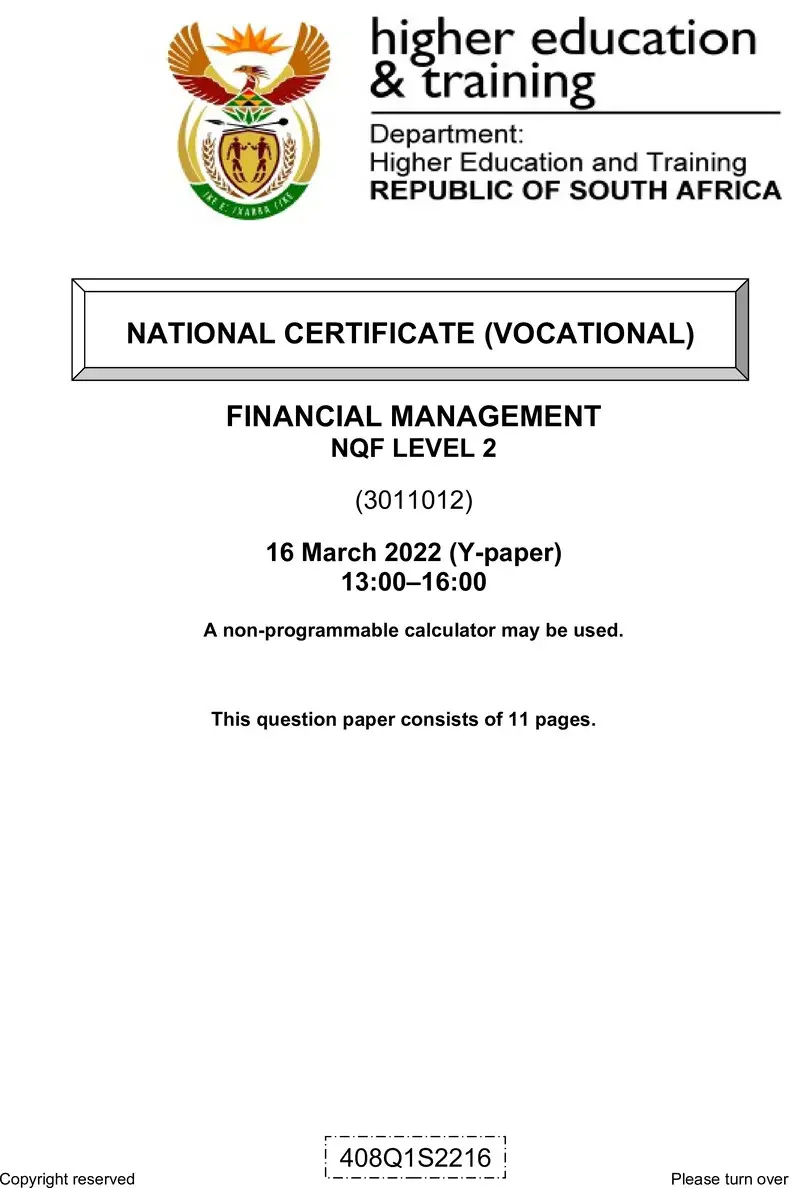 Financial Management L2 Supp QP Feb 2022 Signed Off