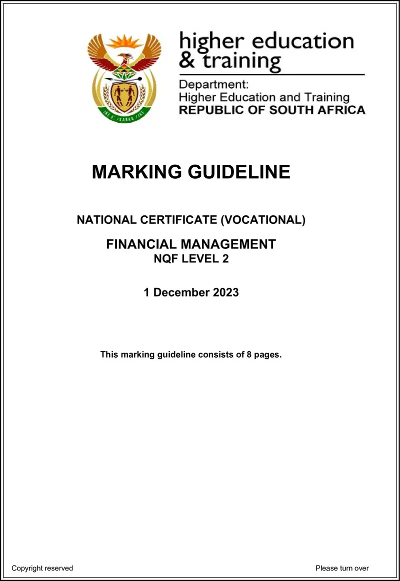 Nc1250 Financial Management L2 Nov Memo 2023 Edited