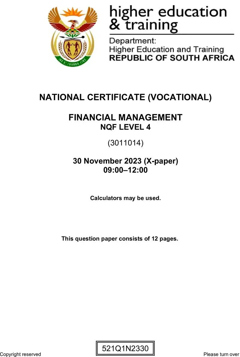 Nc1270 Financial Management L4 Nov QP 2023 Signed Off