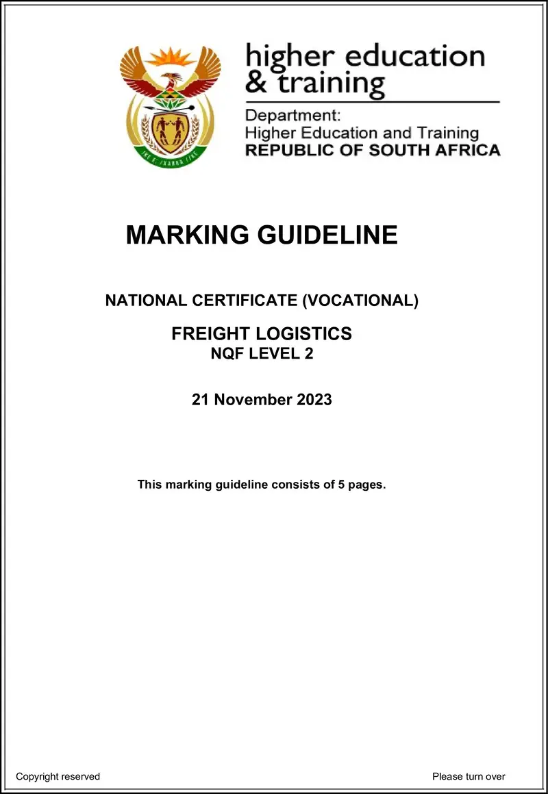 Nc1340 Freight Logistics L2 Nov Memo 2023