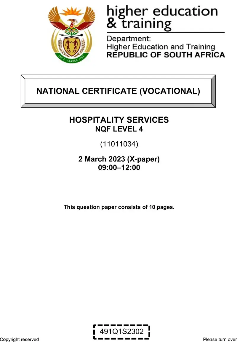 Nc1470 Hospitality Services L4 QP Supp 2023 Signed Off