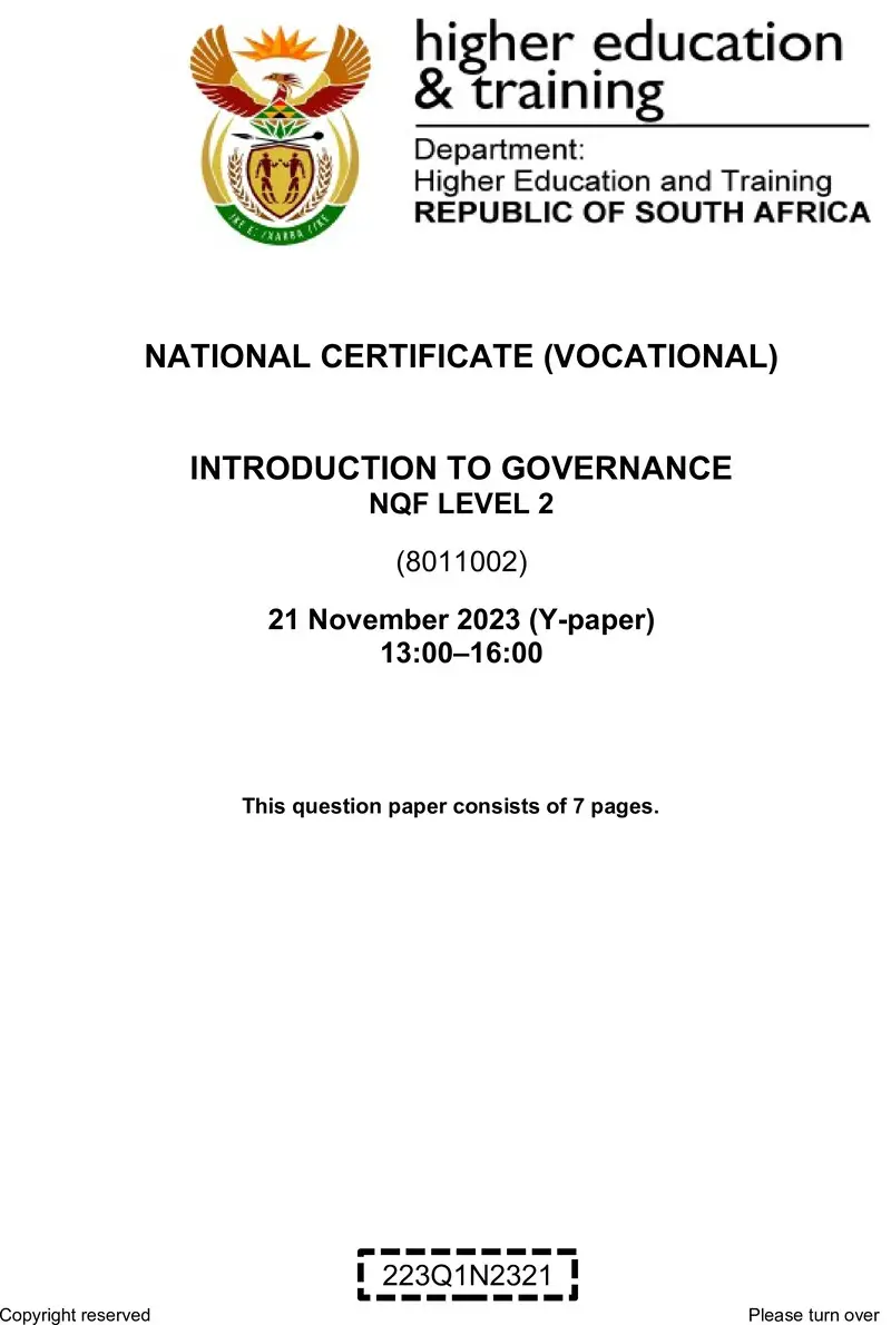 Nc1550 Introduction To Governance L2 QP Nov 2023 Moller