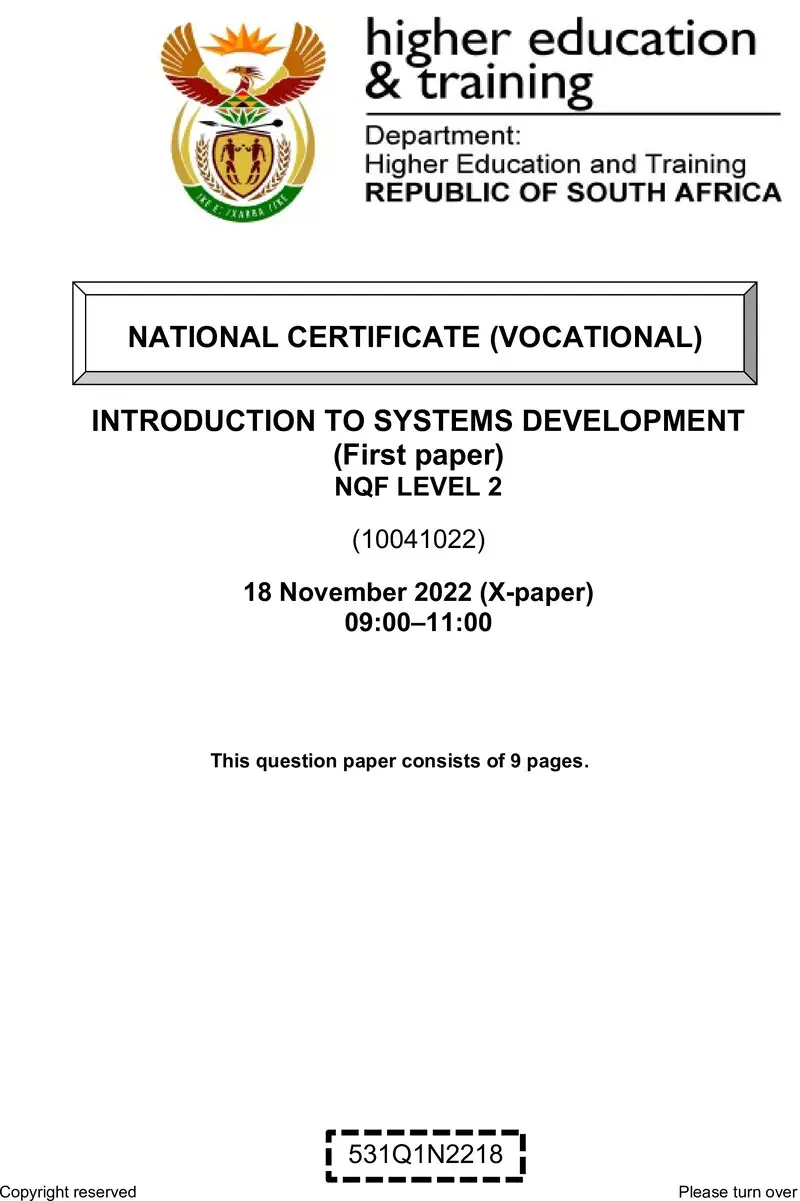 Nc1590 Introduction To Systems Development L2 P1 QP Nov 2022 Edited Fopma