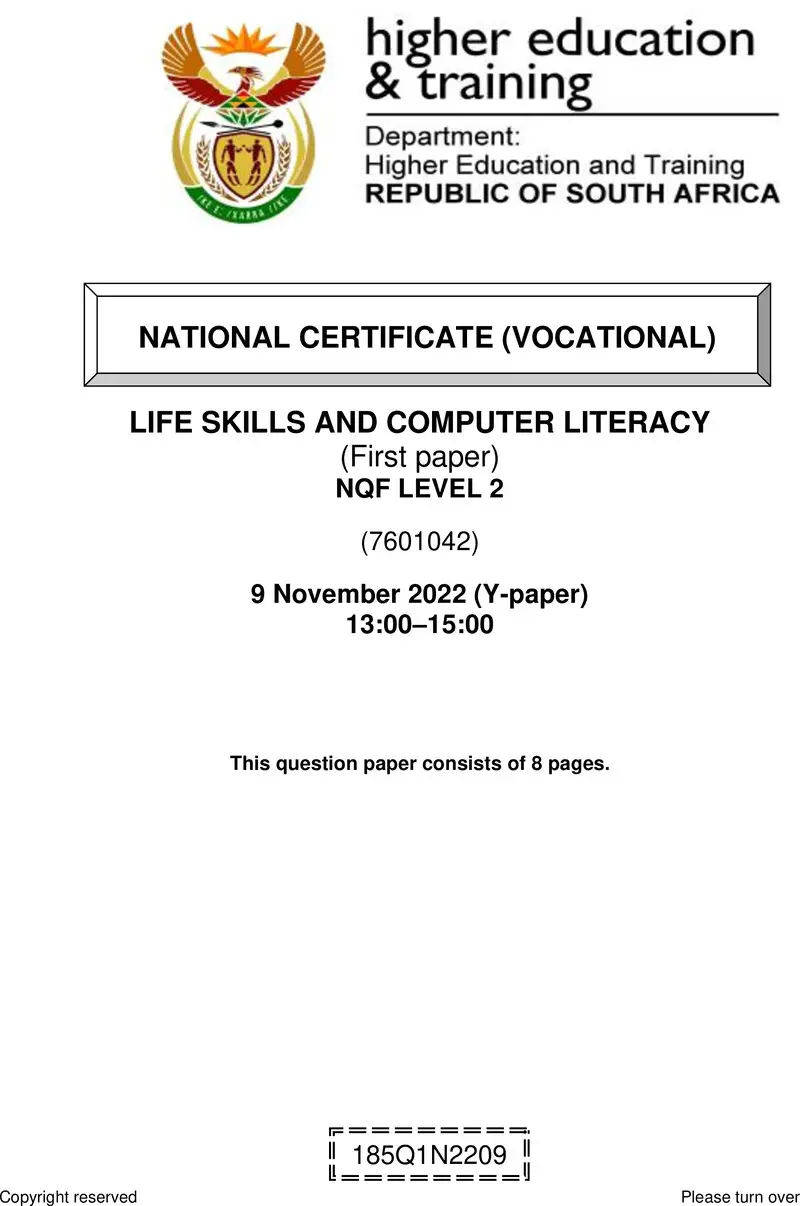 Nc1710 Life Skills And Computer Literacy L2 P1 QP Nov 2022 Signed Off