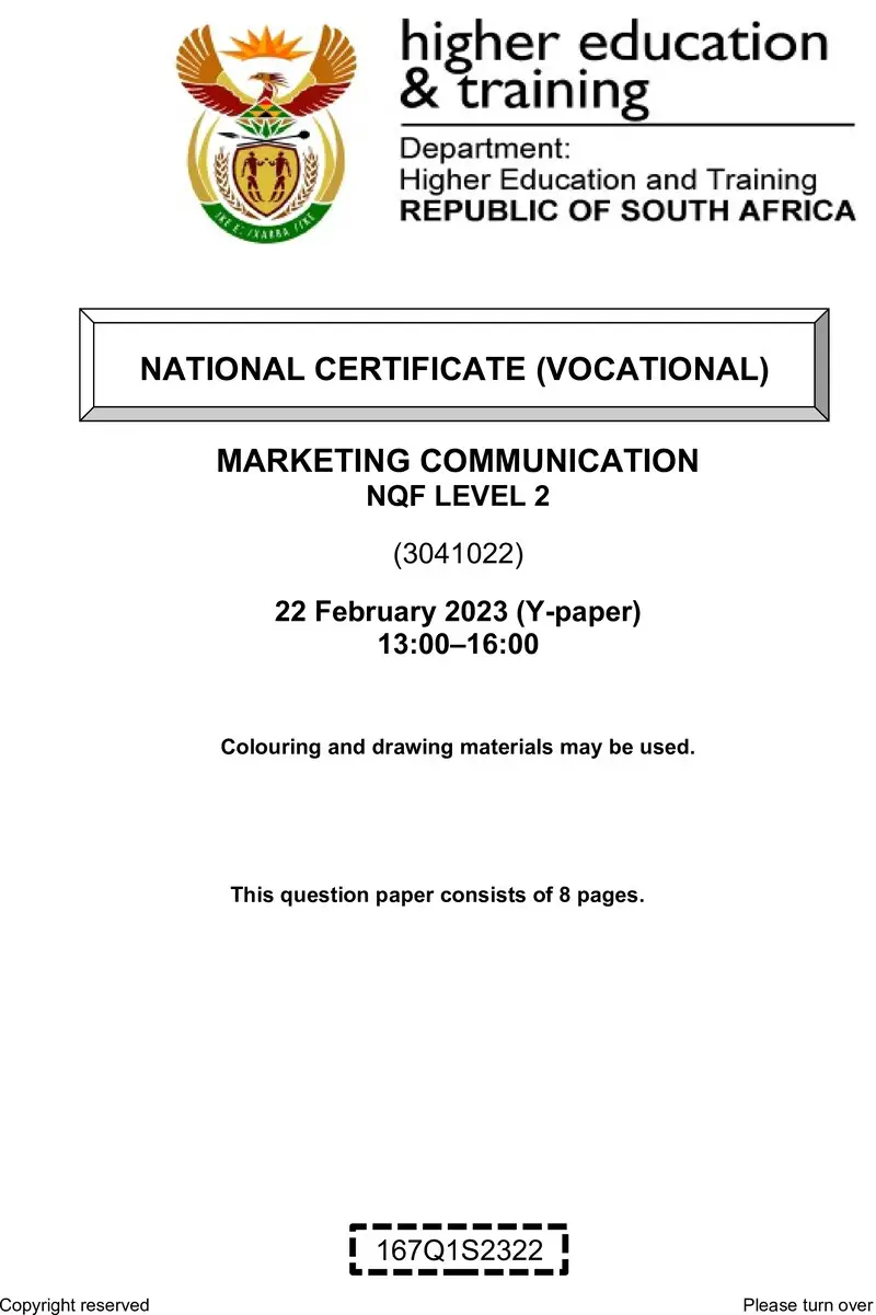 Marketing Communication L2 Supp QP Feb 2023 Watson