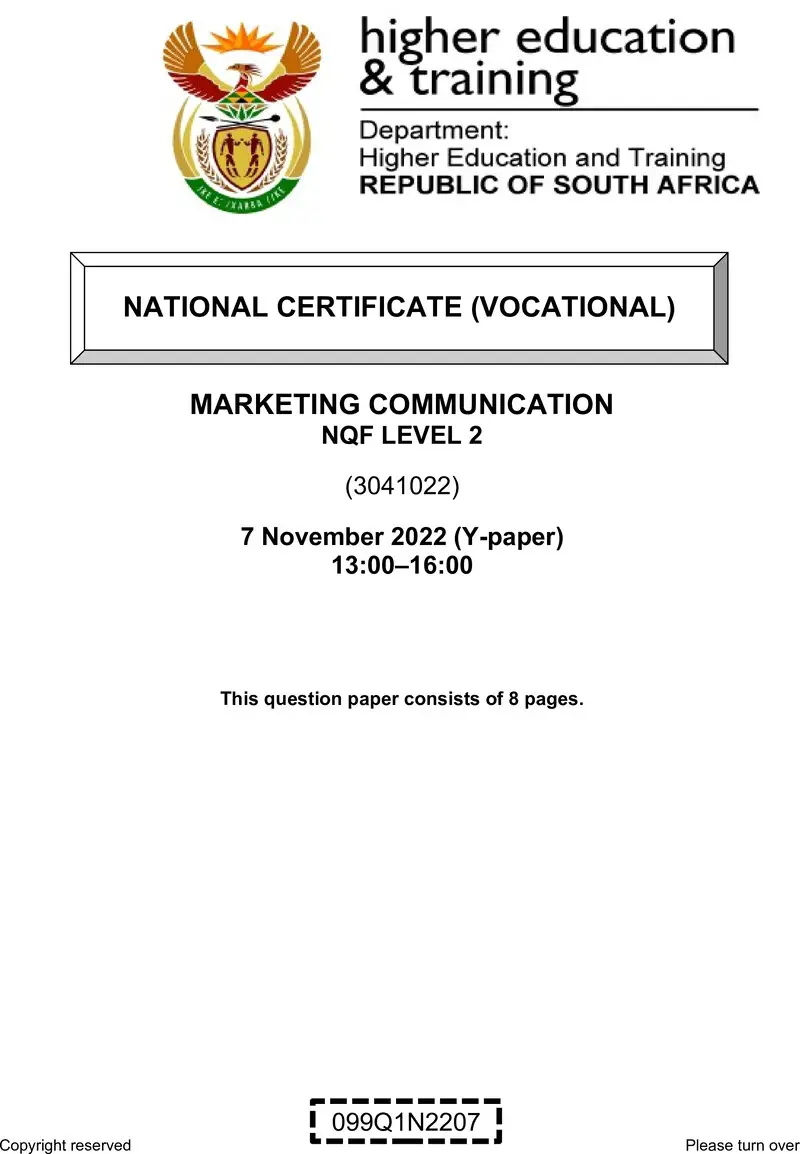Nc1820 Marketing Communication QP L2 Nov 2022 Tromp