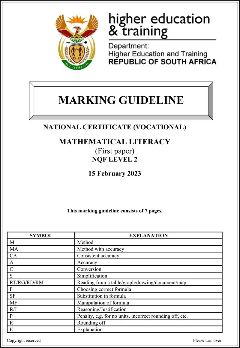 Mathematical Literacy L2 P1 Memo Feb 2023 Signed Off