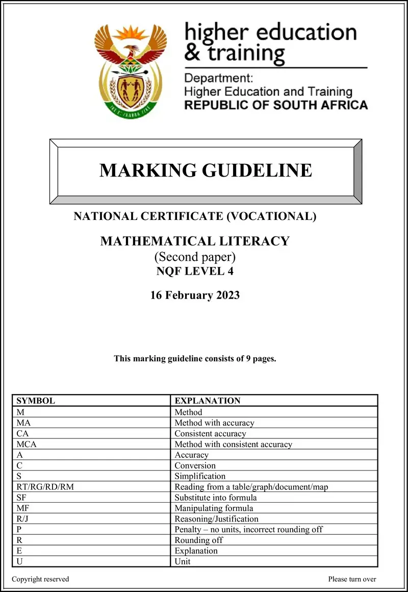 Nc2000 Mathematical Literacy L4 P2 Memo Feb 2023 Signed Off