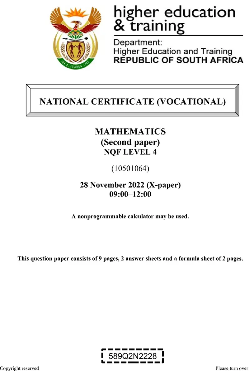 Nc2060 Mathematics L4 P2 Nov QP 2022 Signed Off