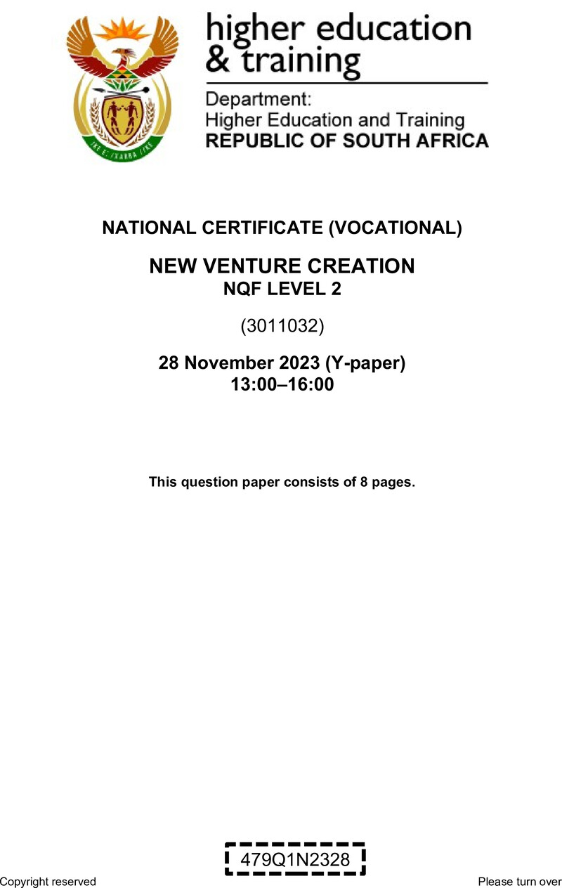 Nc2150 New Venture Creation L2 Nov QP 2023 Signed Off