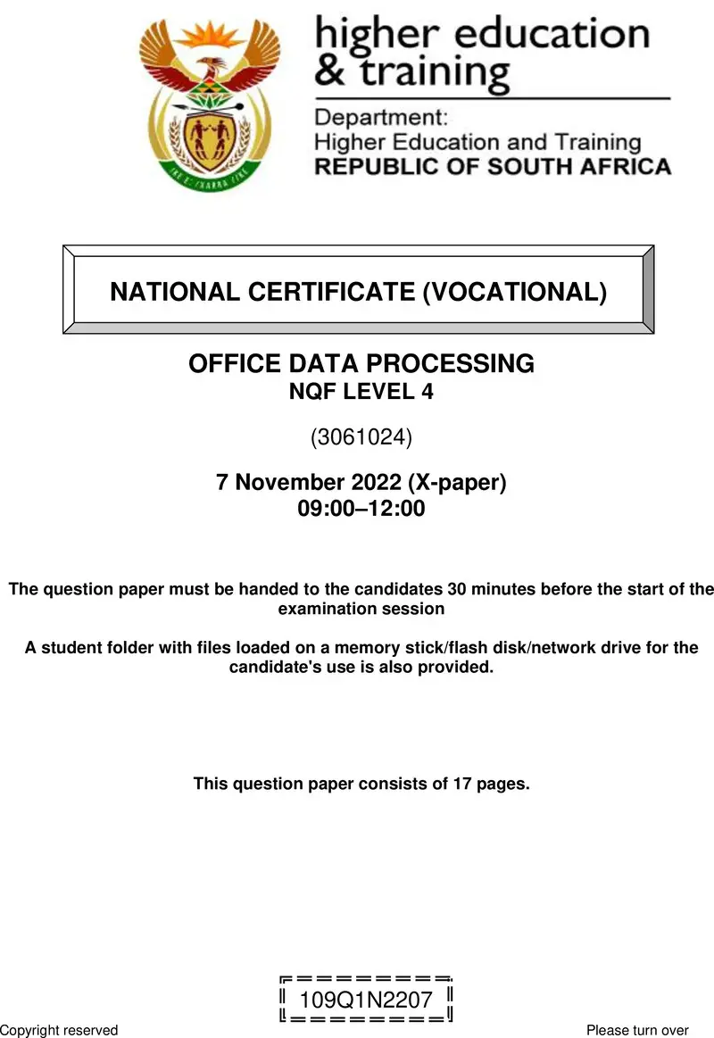 Nc2200 Office Data Processing L4 QP Nov 2022 Signed Off