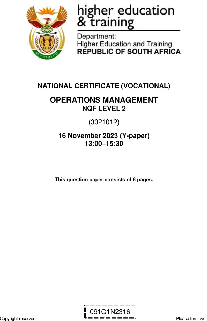 Nc2240 Operations Management L2 QP Nov 2023