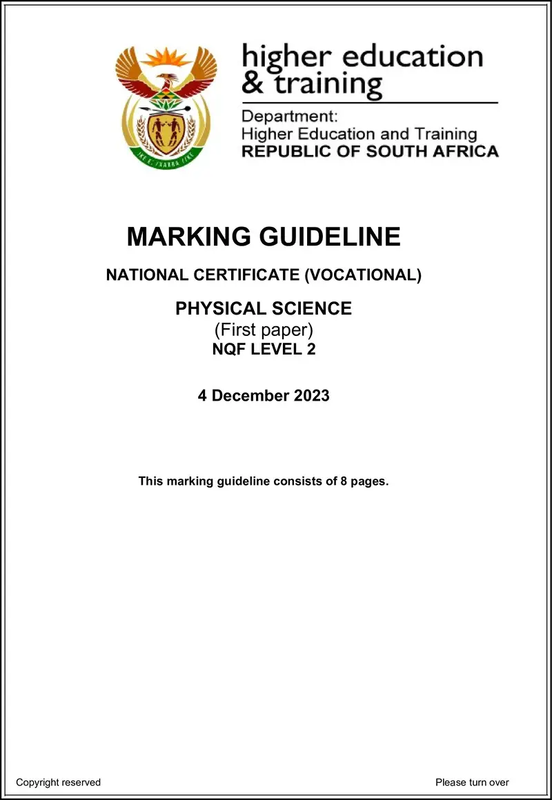 Physical Science L2 P1 MEMO Nov 2023 preview