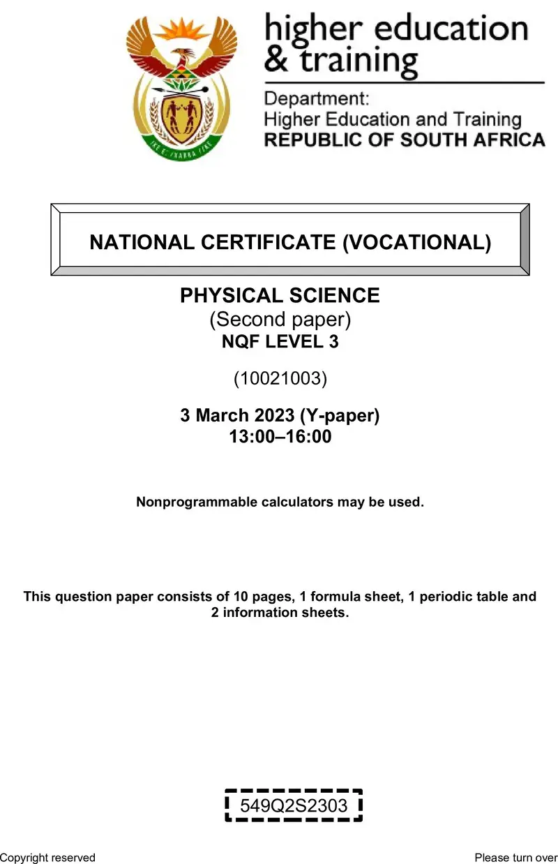 Nc2310 Physical Science L3 P2 QP Feb 2023 Signed Off