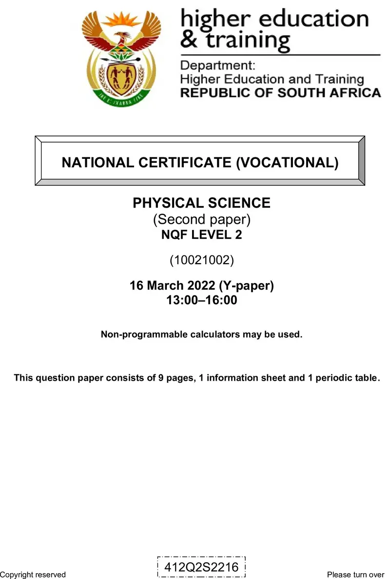 Physical Science L2 P2 QP Feb 2022 Signed Off