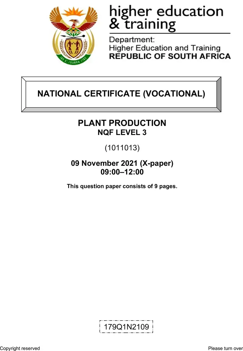 Plant Production L3 QP Nov 2021 Signed Off