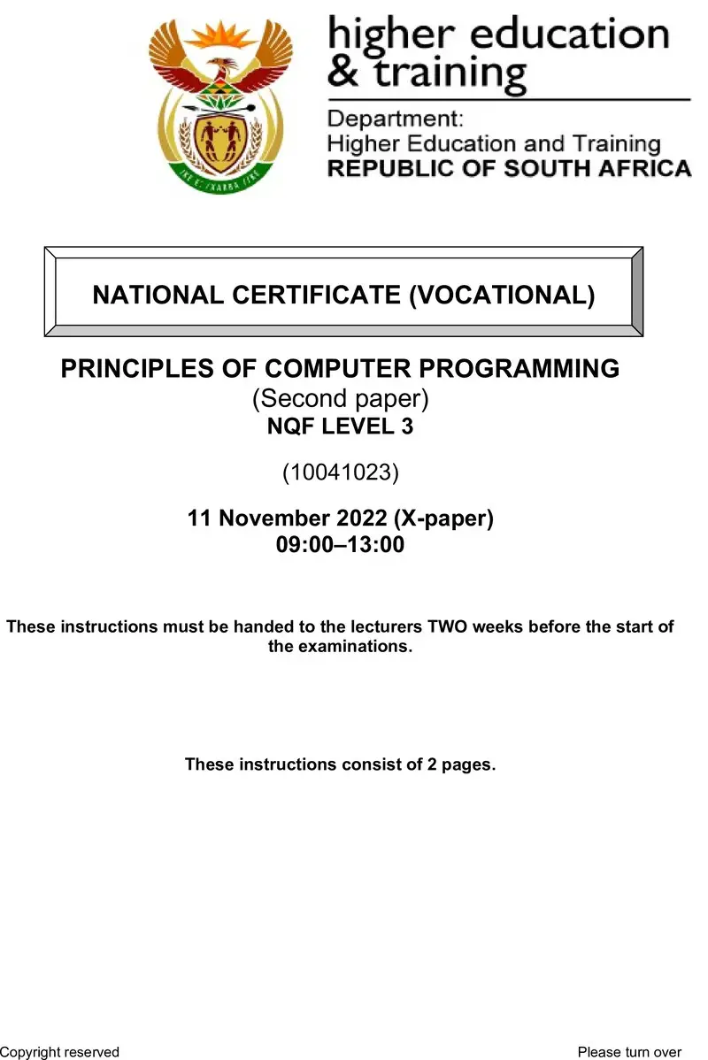 Nc2420 Principles Of Computer Programming L3 P2 Instructions Nov 2022