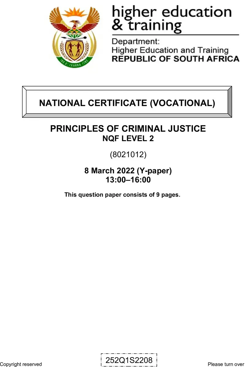 Principles Of Criminal Justice L2 Supp QP Feb 2022 De Jager