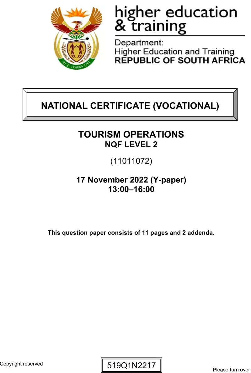 Nc2890 Tourism Operations L2 QP Nov 2022 Signed Off