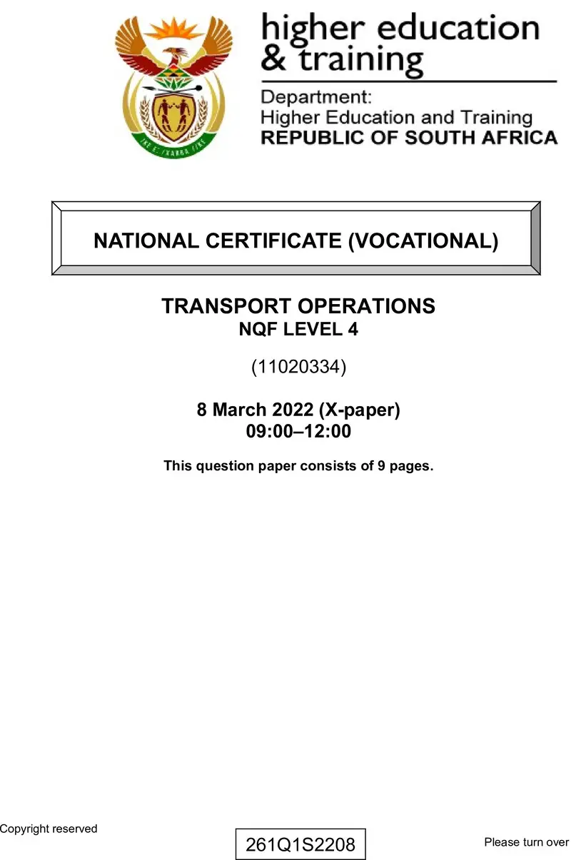 Nc2970 Transport Operations L4 QP Supp Feb 2022 Signed Off