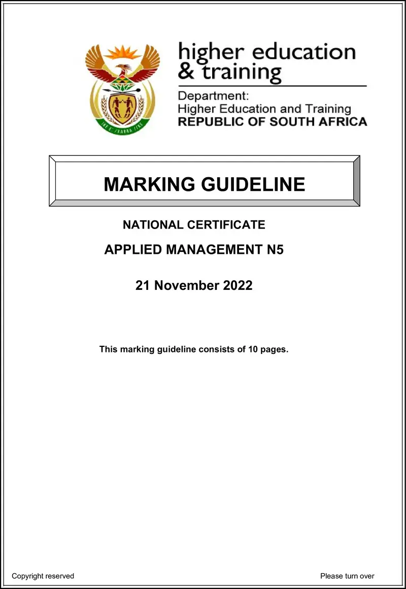 Applied Management N5 Memo Nov 2022