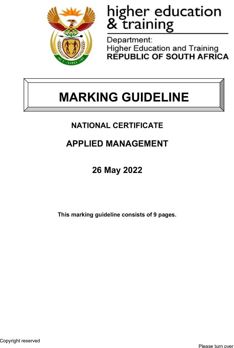 Applied Management N6 Memo June 2022