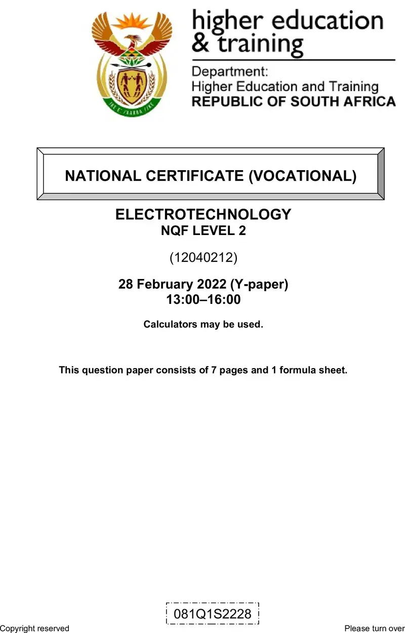 Electrotechnology L2 Feb QP 2022 Signed Off