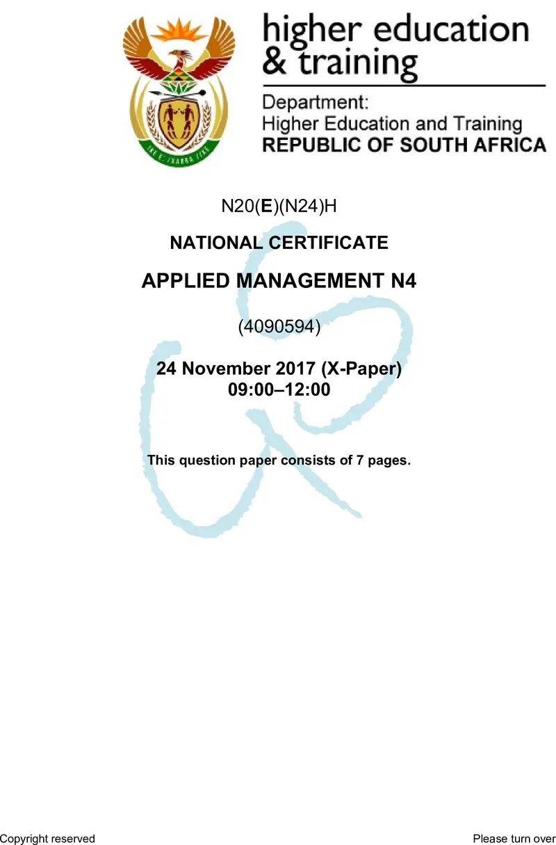 N20 Applied Management N4 Nov QP 2017 preview