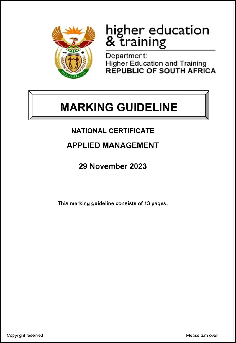 N30 Applied Management N5 Memo Nov 2023